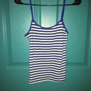 Blue and white striped tank top